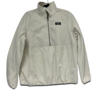 LL Bean Women's White Polyester Bend Fleece Quarter Zip Mock Neck Jacket Size L